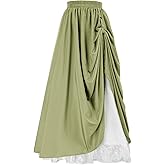 Women's Vintage Maxi Long Skirt Double-Layer Victorian Renaissance Skirts