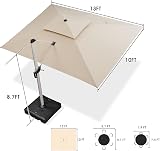 Purple Leaf 3x4m Cantilever Parasol Beige UV50+ 360° Tilt Wind Vent view 3