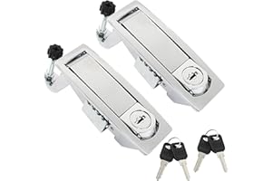 Bonsicoky 2 Pcs Compression Latch Lock, Zinc Alloy Trigger Latch Lock Adjustable Lever Hand Operated Compression Latch with Raised Trigger, with Keys(Silver)
