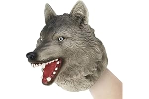Gemini&Genius Animal Hand Puppet for Kids Soft Rubber Realistic Action Figure Role Play Toys(Wolf)