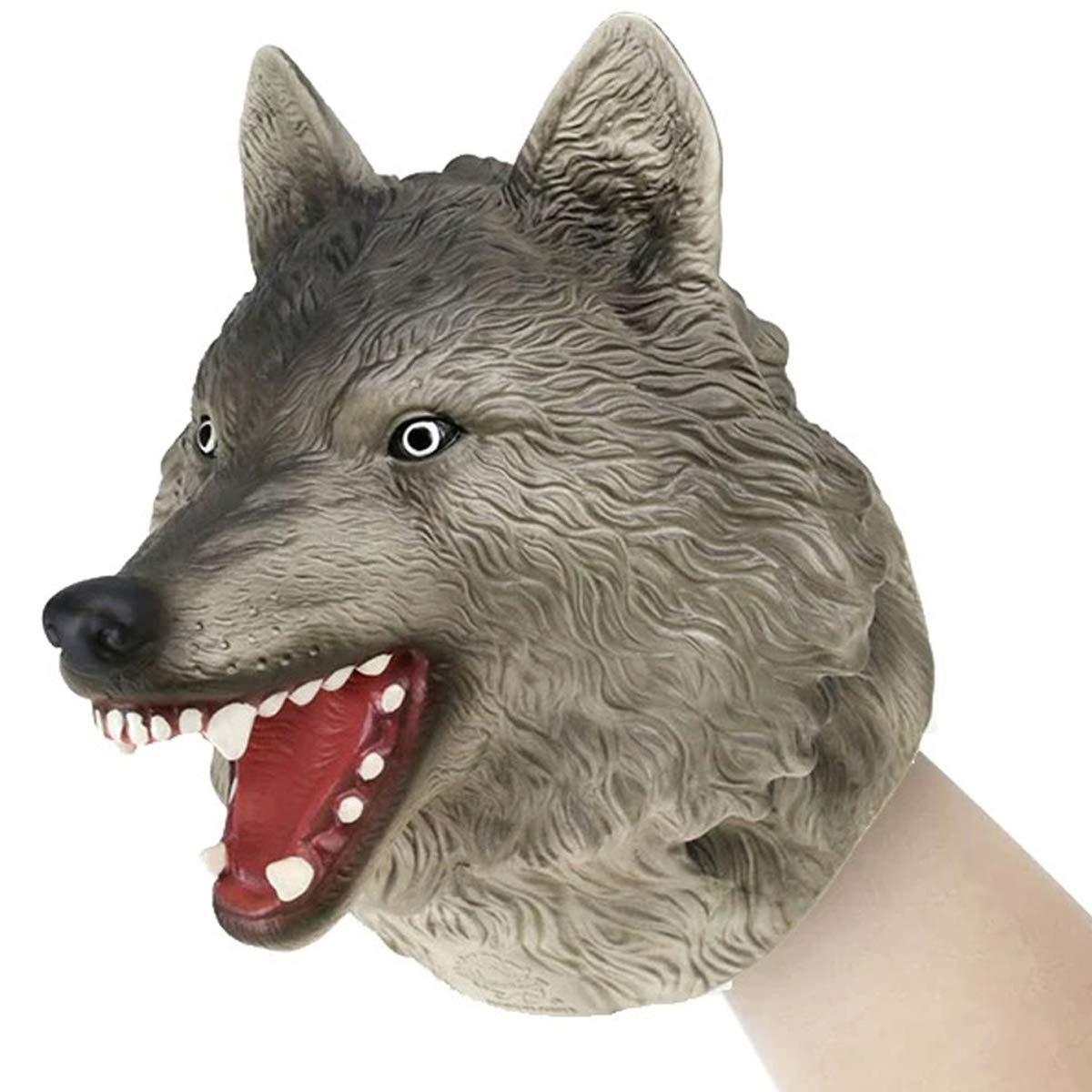 Photo 1 of Gemini&Genius Animal Hand Puppet for Kids Soft Rubber Realistic Action Figure Role Play Toys(Wolf)