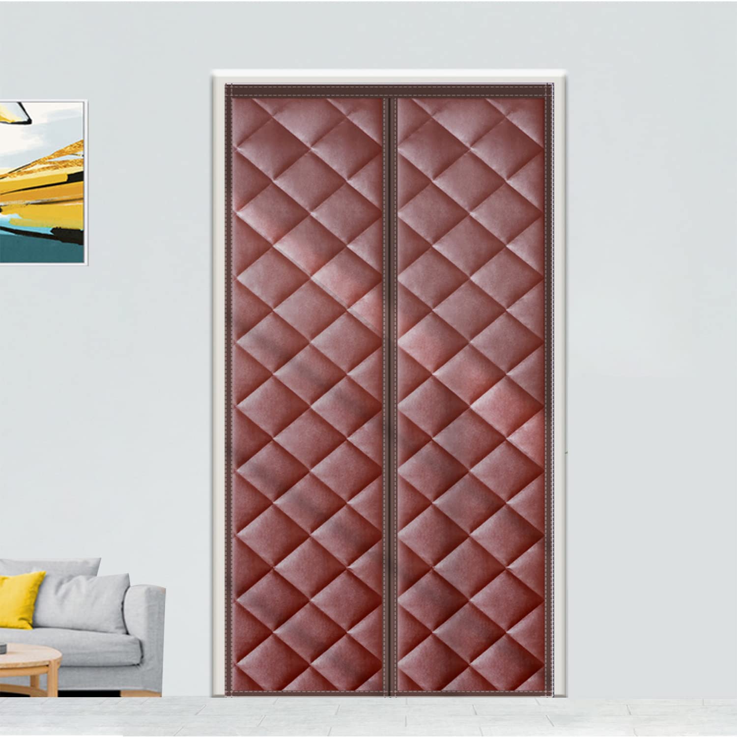 Magnetic Thermal Insulated Door Curtain, Wind, Cold and Noise Proof, Pet Friendly, Suitable for air-Conditioned Rooms, Heating, Kitchens, and Living Rooms, 85x200 cm, Brown — image 1