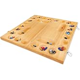 MindWare 4 Player Wooden Mancala Board Game with Foldable Board and Mancala Stone Movers - 2 to 4 Players