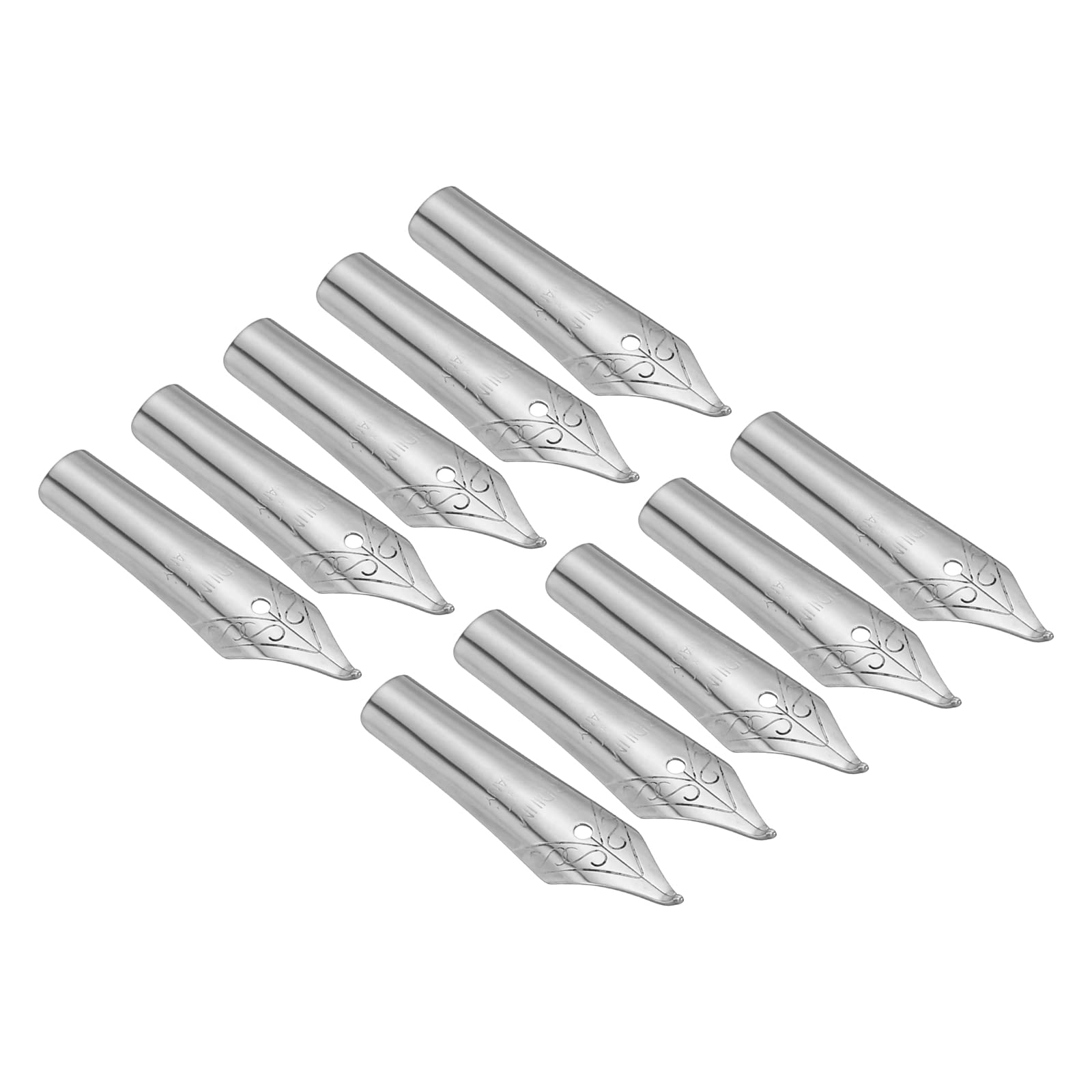 PATIKIL 0.5-0.7mm Line Width Fountain Pen Nib Replacement, 10 Pack 304 Stainless Steel Ink Dip Calligraphy Pen Nib Office Supplies for Drawing Writing, Silver