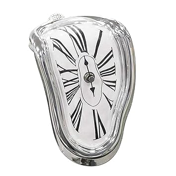 Buy Fityle Desk Clock Novelty Melting Time Warp Clock For Kitchen Bedside Study Room Silver 12x15x18cm Online At Low Prices In India Amazon In