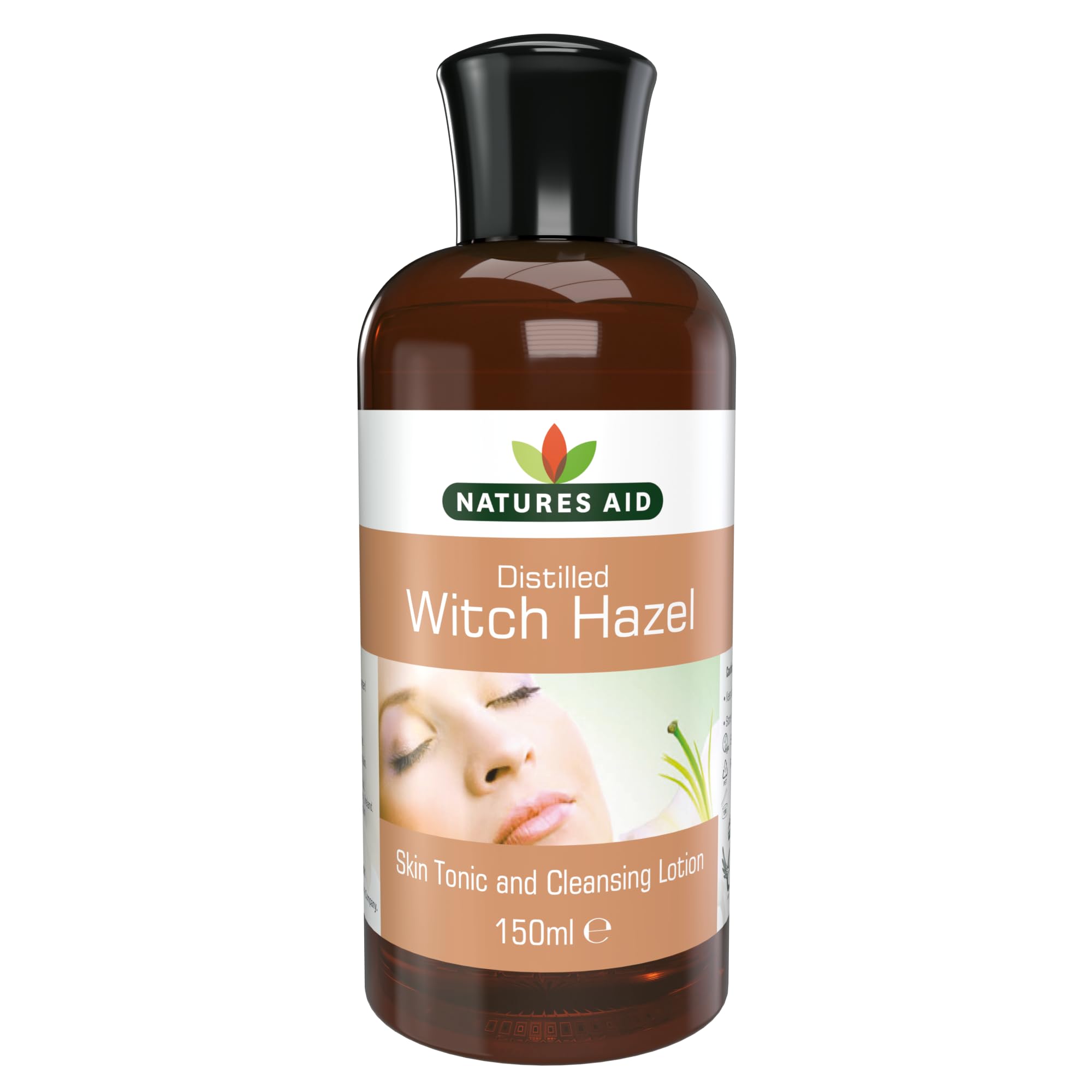 Natures Aid Distilled Witch Hazel 150ml - Natural Skin Care - Gentle Astringent Hydrates & Cleanses, Soothes Irritation - Promotes Healthy Skin Tone - Vegan, Gluten Free, Non-GMO - Anti-inflammatory