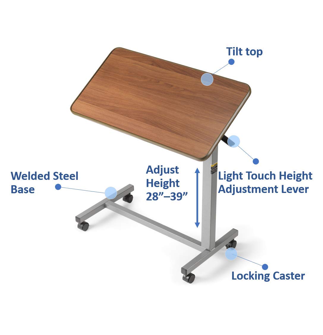 Invacare Overbed Table, with Auto-Touch Height Adjustment, 6417: Industrial & Scientific