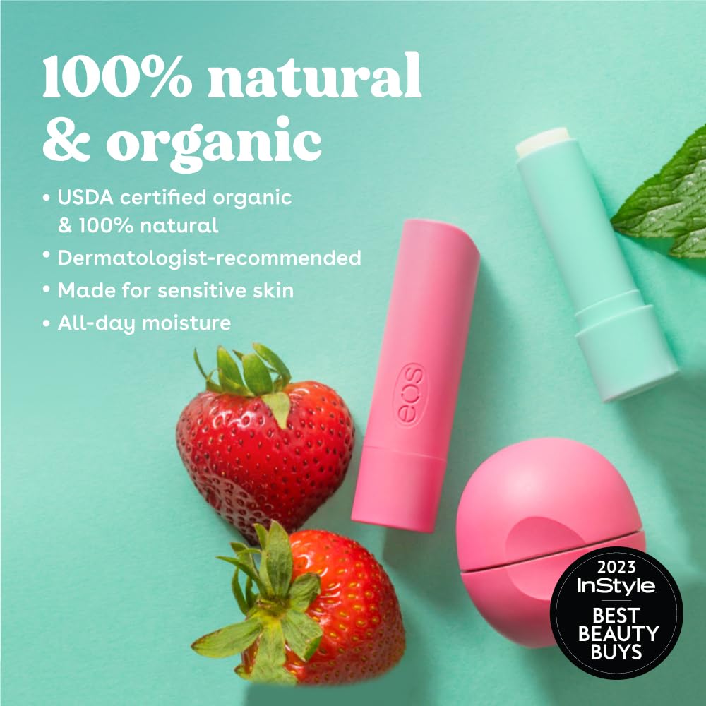 eos 100 Natural & Organic Lip Balm Sticks Vanilla Bean, AllDay