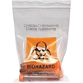 Daarcin Biohazard Specimen Bags, 6x9.8in/15x25cm, 100pcs | Laboratory Sample Bag, Biohazard Logo Printing, Ziplock Top, Outside Pocket Paperwork Pouch