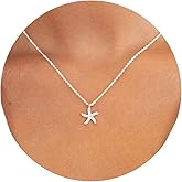 Plenky Gold Necklace for Women-14K Gold Plated Bow,Dragon,Shell, Palm Tree, Seahorse, Conch Shell,Sardines, Cowboy Boot,Bat,Bunny Pendant Beachy Jewelry for Women Gifts