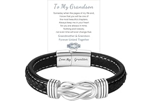 Coolvy Leather Bracelet for Men Boys, Graduation Birthday Christmas Gifts for Son Grandson Boyfriend Husband Brother, Black Inspirational Braided Cuff Bangle Bracelet Wristband Jewelry