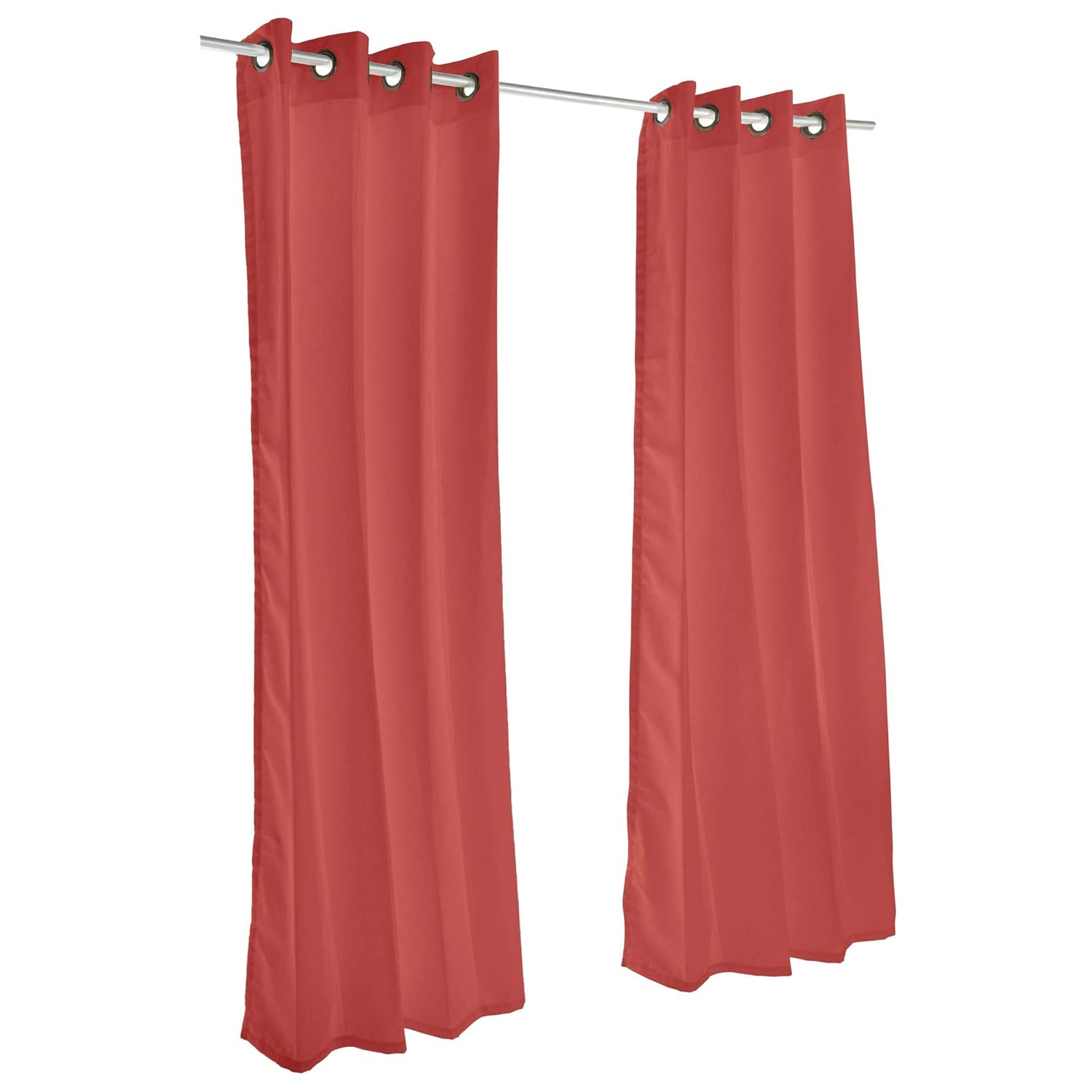 Sunbrella Canvas Brass Outdoor Curtain with Dark Gunmetal Grommets 50 in. Wide x 84 in. Long