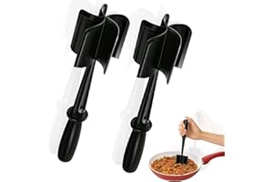 2PCS Professional Heat Resistant Nylon Meat Chopper and Potato Masher, BENIFILE Ground Beef & Turkey Safe for Non-Stick Cookw