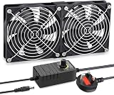 GDSTIME 2x120mm 12V PC Fan with 220V/240V AC Plug Speed Controller Dual Ball