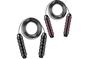 FEBVAO 2 Pack Workout Jumping Rope,Adjustable Skipping Rope,Weighted Jump Rope for Men,Jumprope for Fitness Women,Cuerda Para Saltar Ejercicio,Speed Rope,Kids Jump Ropes for 8-12,Adults Boxing Jump Rooe