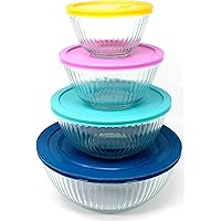 Pyrex 8-piece 100 Years Glass Mixing Bowl Set (Limited Edition) - Assorted Colors Lids