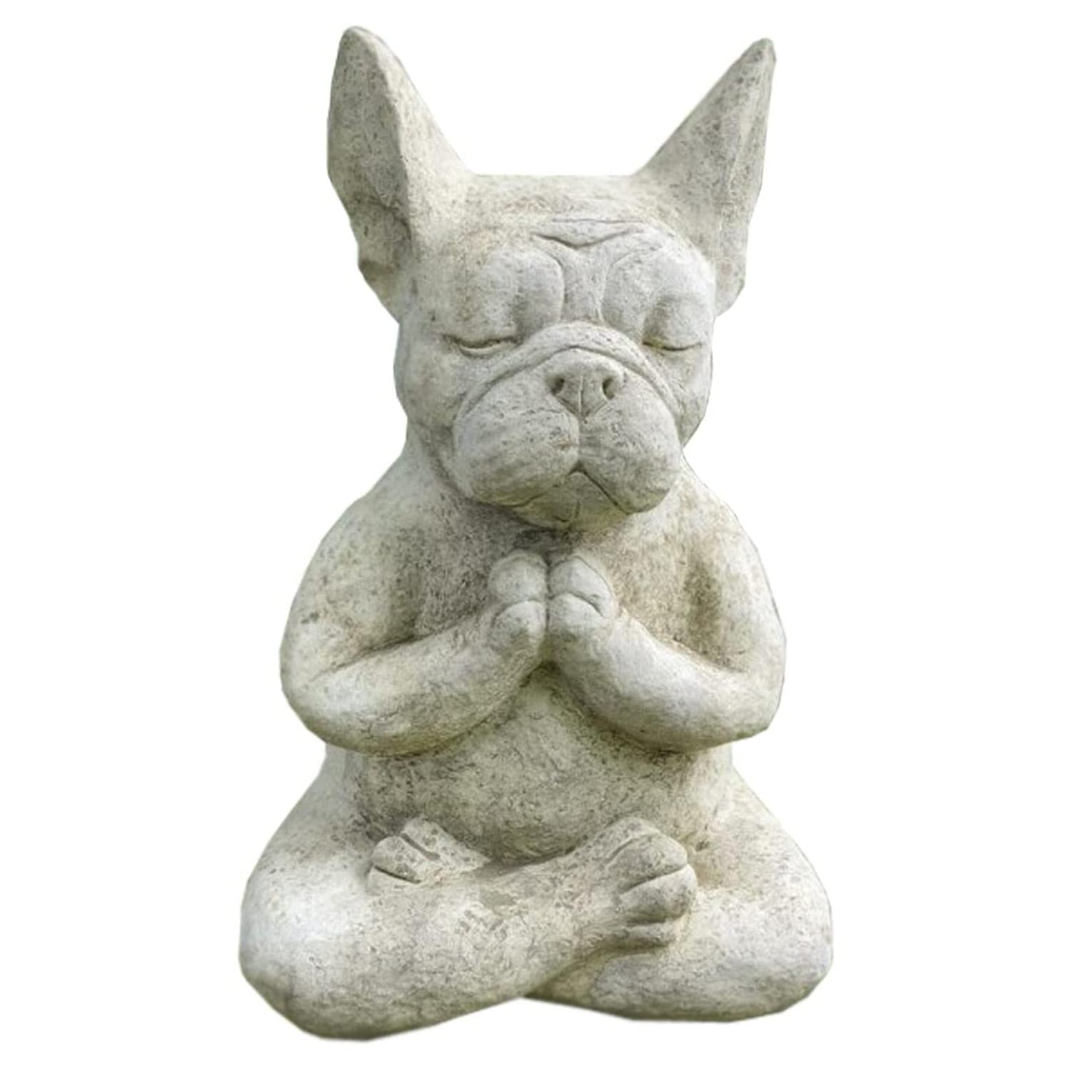 LSLANSOON Bulldog Buddha Statue, Meditating Yoga Dog Figurine, Decorative Tabletop Collectible for Home Decoration Garden Yard