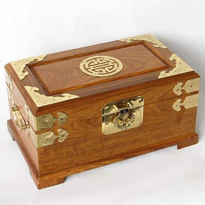 Caoba Grande Vintage huanghuali Caja de Almacenamiento de Madera Cofre