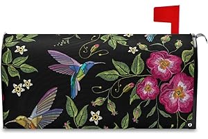 WIHVE Mailbox Cover Magnetic Tropical Leaf Hummingbirds Mail Wraps Cover Magnetic 25.5 x 21 Inch
