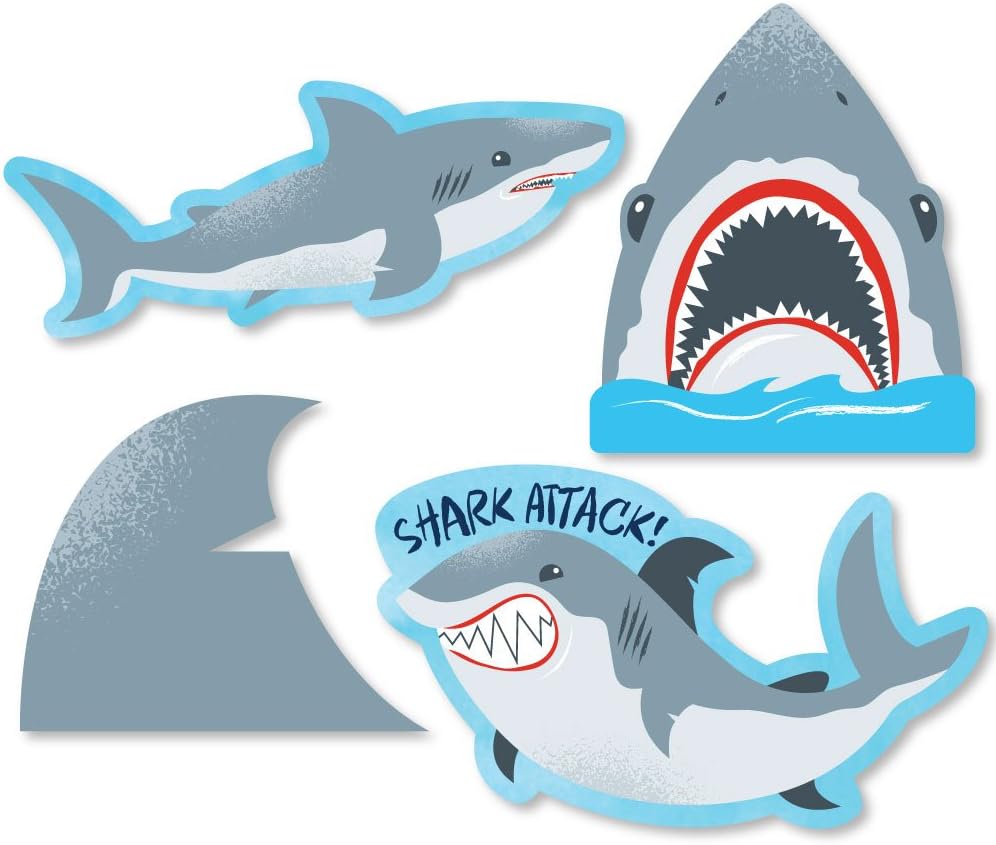 Big Dot of Happiness Shark Zone - DIY Shaped Jawsome Shark Viewing Week Party or Birthday Party Cut-Outs - 24 Count