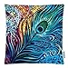 Generic Personalized Colorful Crystal Blue Peacock Feathers for Zippered Throw Pillow Case 18x18 inches (one sides)