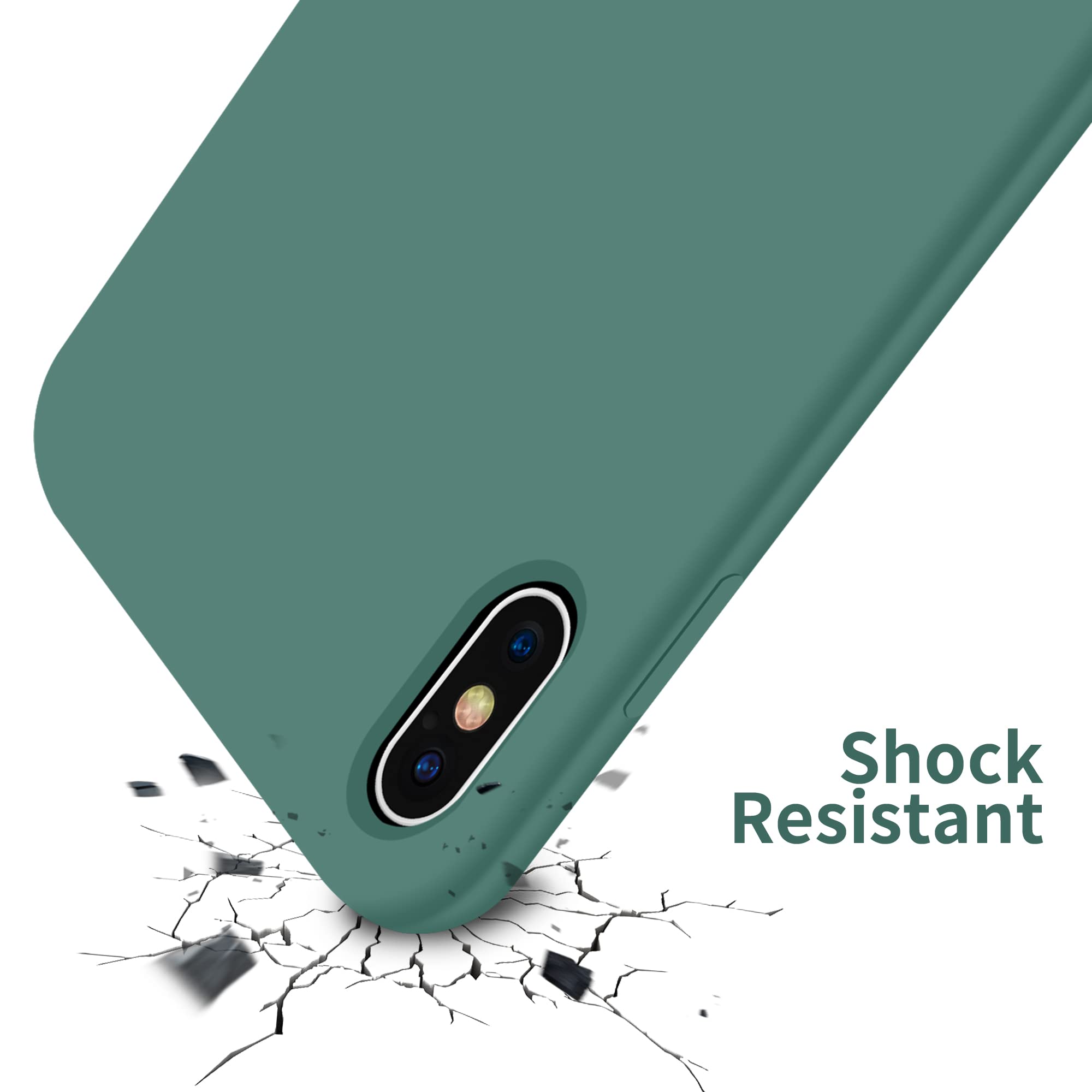 OTOFLY Compatible with iPhone X Case,Ultra Slim Fit iPhone Xs Case Liquid Silicone iPhone 10 Case with Full Body Protection Anti-Scratch Shockproof Bumper, 5.8 inch, (Pine Green)