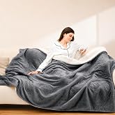 CHIOKY Heated Throw Blanket, 50"x60", Gray | 50"x60" Heated Blanket with 5 Heating Levels &amp; 4 Hours Auto Off for Couch Office, Ideal Gift