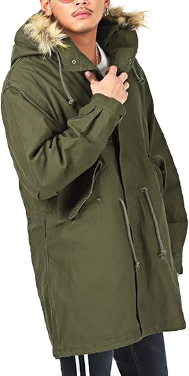 Amazon Lux Style ラグスタイル モッズコート メンズ コート 裏ボア 中綿 ミリタリー ロング カーキm コート ジャケット 通販