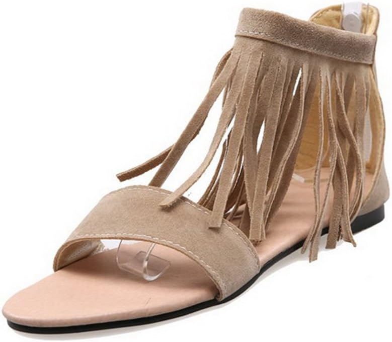 AgooLar Women's Solid Frosted Low-Heels Zipper Open-Toe Sandals