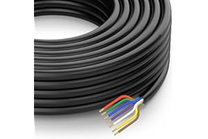 DOAUTO CCA 50Ft Heavy Duty 14AWG/12AWG/10AWG 7 Way Round Conductor Blade Wiring RV Trailer Traditional SAE Cord Harness Wire, 7 Individually RV Tow Hitch Caravan Cable Insulated Wiring 14/4 10/2 12/1