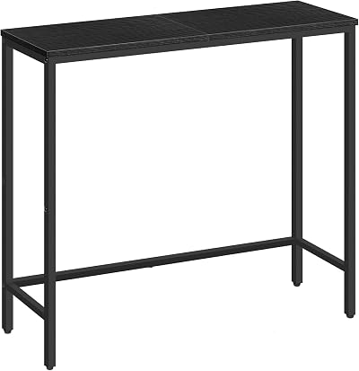 HOOBRO Console Table Slim Hallway Table Black Metal Frame 75x24x75cm