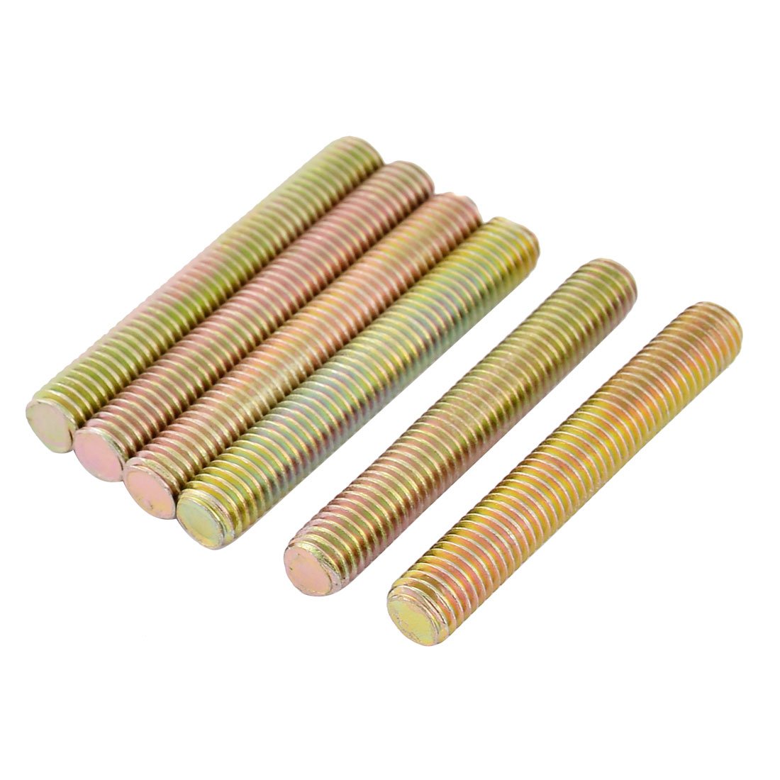 Sourcingmap 1.25mm Pitch M8 x 55mm Metal Male Threaded Rod Bar Bronze Tone 6 Pcs
