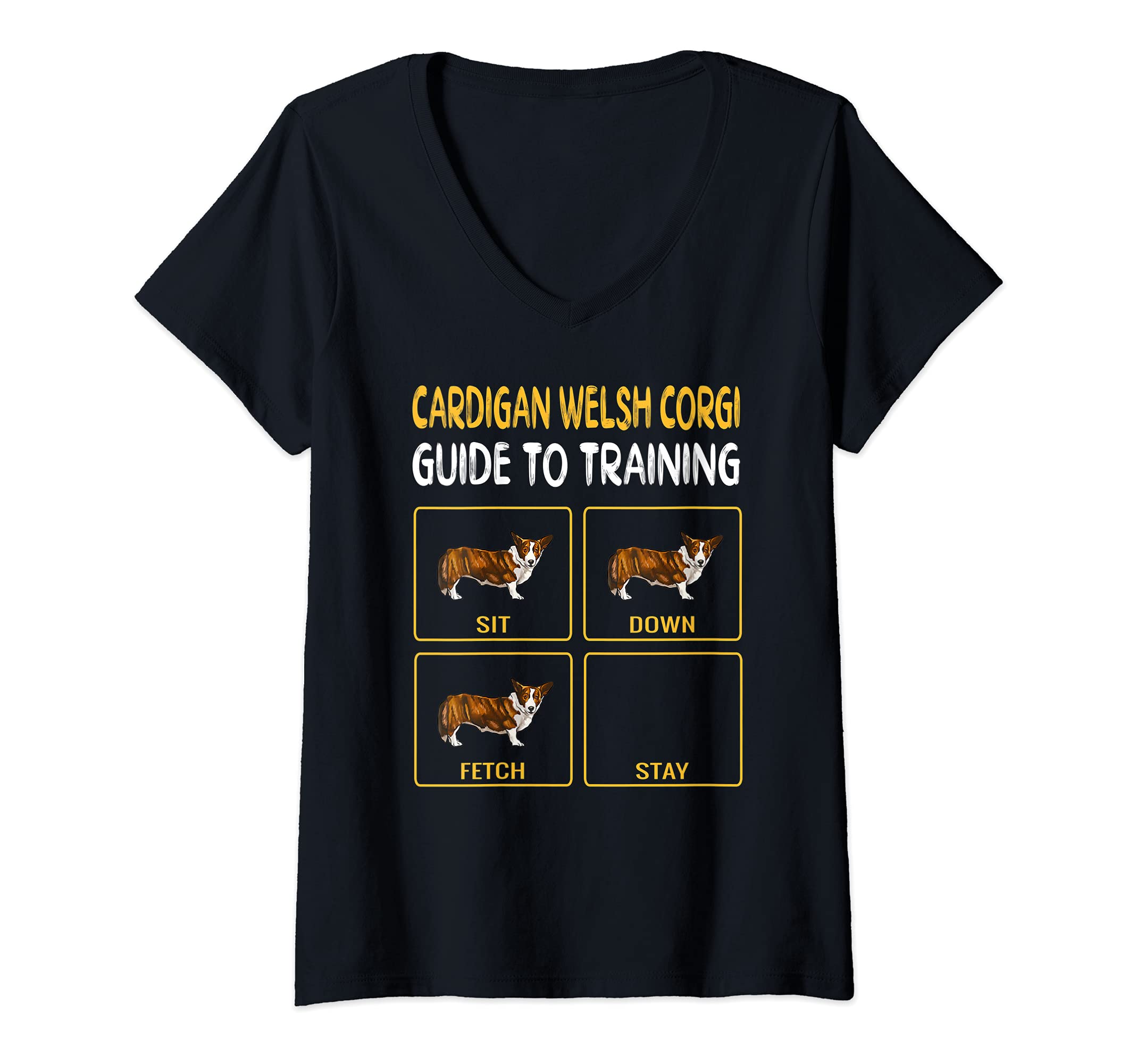 Womens Cardigan Welsh Corgi Guide To Training Dog Obedience V-Neck T-Shirt