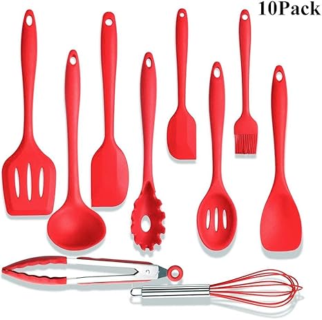 Amazon Hosray シリコンキッチン用具セット 10個 調理器具セット 耐熱調理器具 料理やベーキングに 素晴らしいキッチンツール ギフトに レッド ツールセット オンライン通販