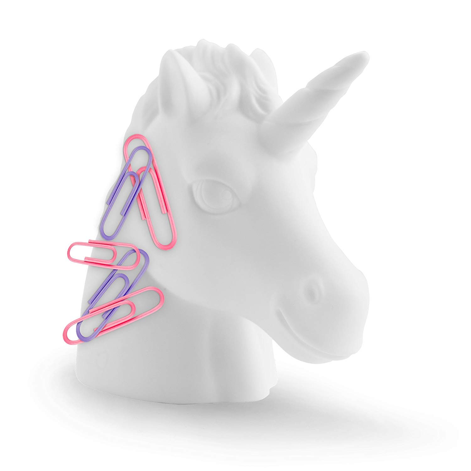 MUSTARD - Unicorn Paperclip Holder I Magnetic Clip Dispenser I Funny Office Gadget I Magnetic Paper Clip Holder I Funny Paper Clip Holder I Special Paper Clip Dispenser for Desk I Unicorn - White