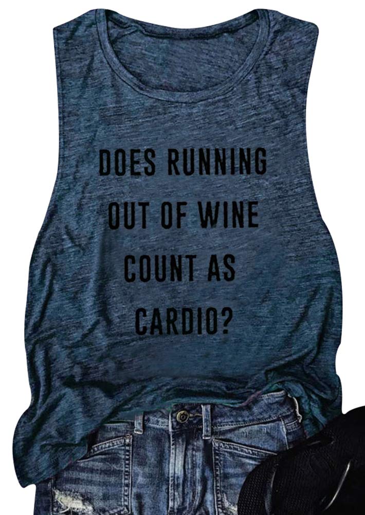 Sleeveless Does Running Out Of Wine Racerback Blue, T Shirt