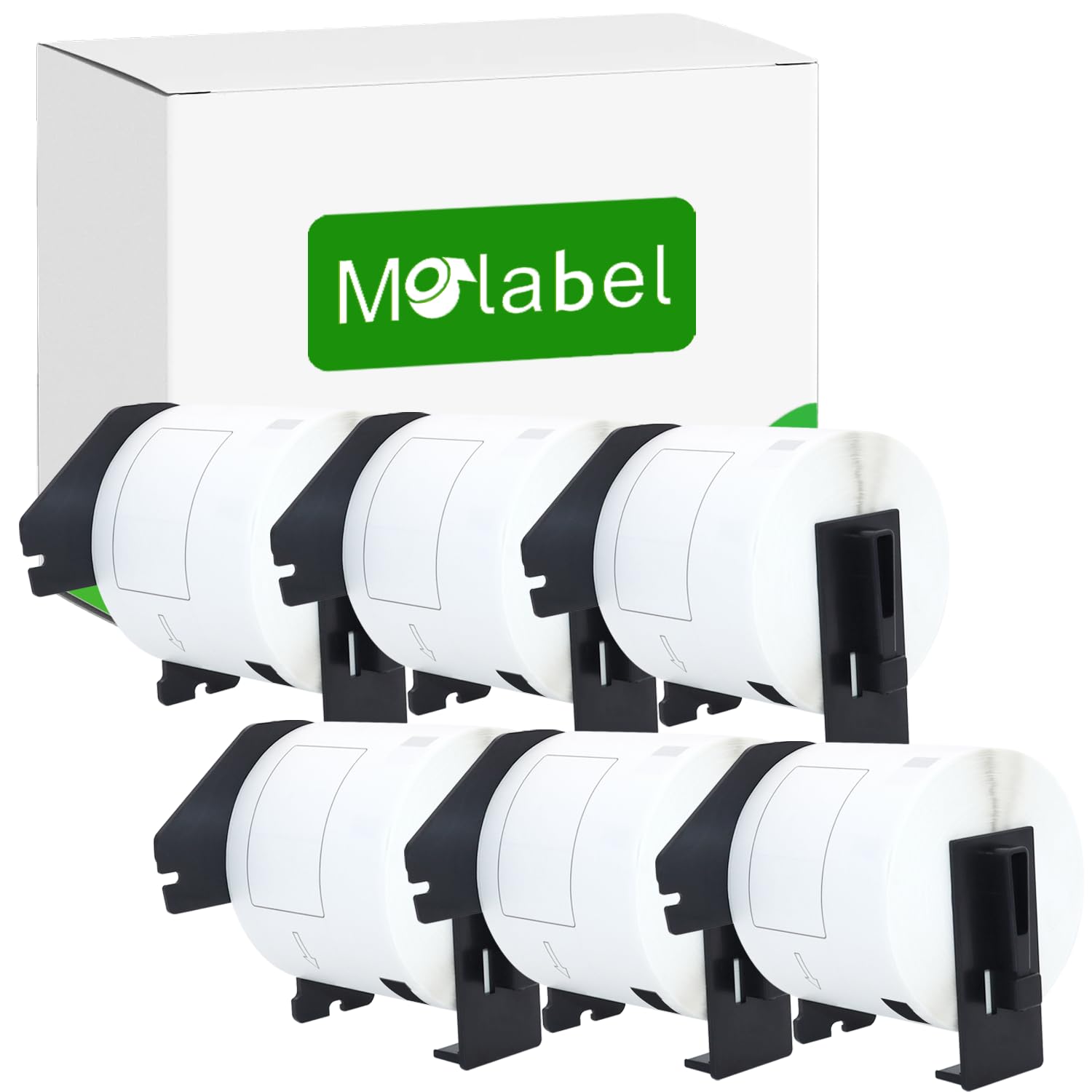 Molabel - 6 Rolls DK-11202 Shipping Labels Compatible with Brother, 62 mm x 100 mm, 1800 Labels for Brother QL Label Printers