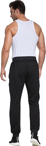 HCSS Mens Joggers Tracksuit Bottoms Black L Cotton Zip Pockets Elastic Waist view 4