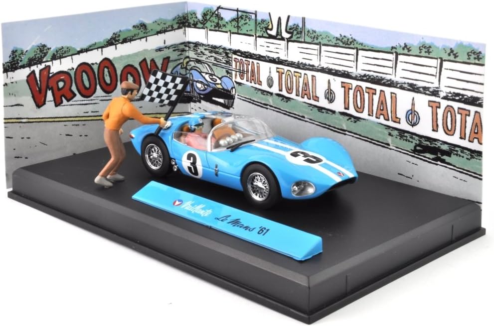 Générique Michel Vaillant Le Mans 1961-1/43 IXO CAR + FIGURINE + DECOR V1, Blue, White, Black, 15 cm x 10 cm x 9 cm
