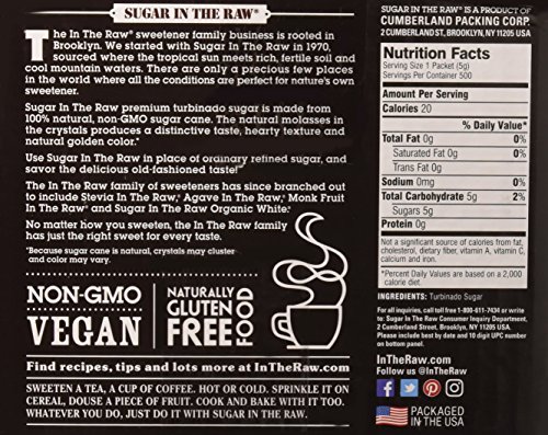 Sugar Packets, Raw Sugar, 0.18 oz Packets, 500 per Carton