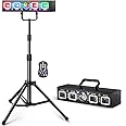 KeoBin DJ Light with Stand, Pro 6 in 1 DMX & Sound Activated Laser Light Show Machine with Disco Ball Light, RGBW & UV Strobe Party Lights with Dj Light Stand for Home Party Gig Bar Stage Lighting