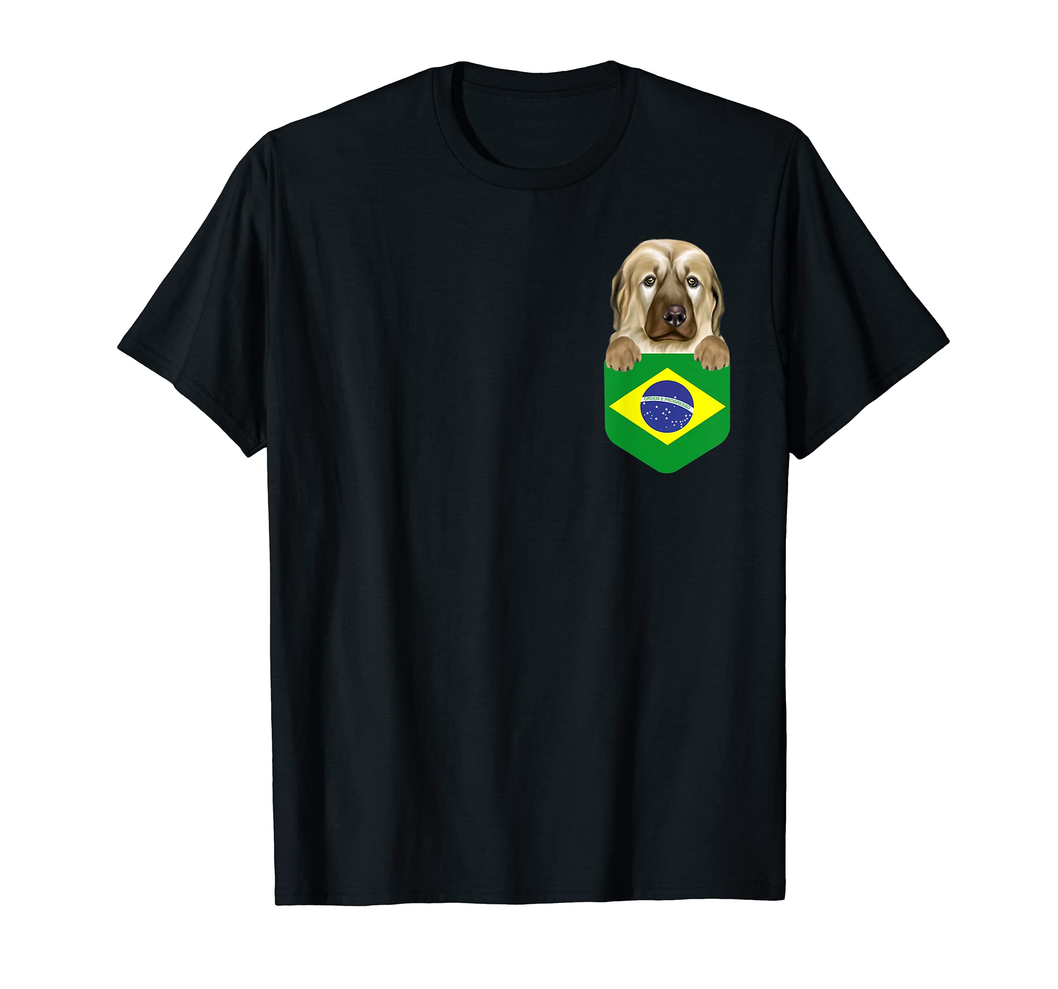 Brazil Flag Anatolian Shepherd Dog Dog In Pocket T-Shirt