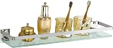 SAYAYO 50cm Tempered Glass Wall Shelf with SUS304 Rail Brushed Finish