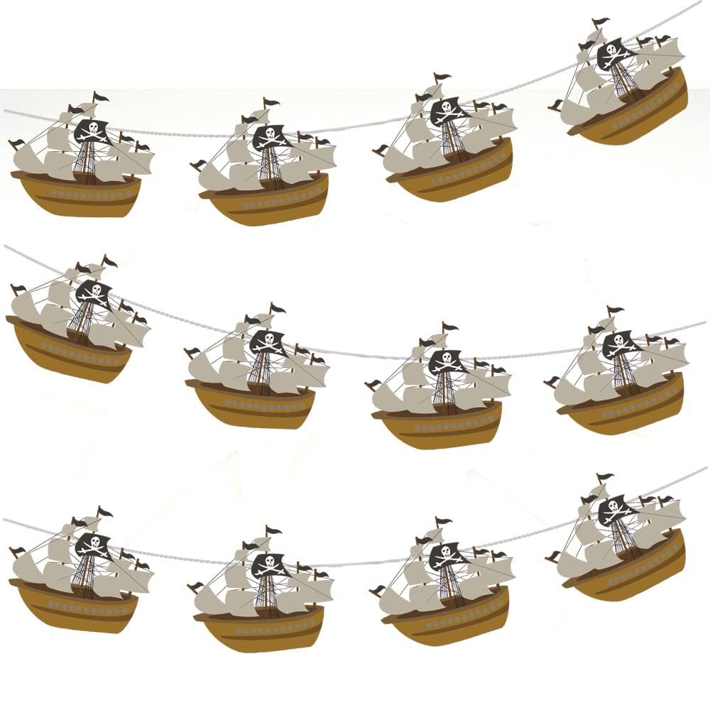 AK Giftshop Pirate Ship Bunting Party Decorations - 12pcs / 2.5m Ribbon Multicolor