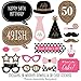 Big Dot of Happiness Chic 50th Birthday - Pink, Black and Gold Photo Booth Props Kit 20 Count