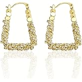 HunkFancii Crystal Rhinestone Hoop Earrings, Gold-Plated, Half-Beaded Design