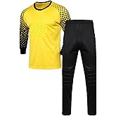 ZHIMYU Kids Boys Soccer Goalkeeper Jersey Uniforms Long Sleeve Padded Soccer Goalie Shirts with Pants Football Training Suit