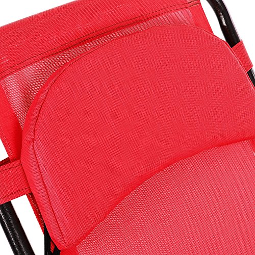 Fashine Folding Zero Gravity Reclining Lounge Portable Garden Beach Camping Outdoor Chair [US STOCK] (Red) - Thumbnail 6