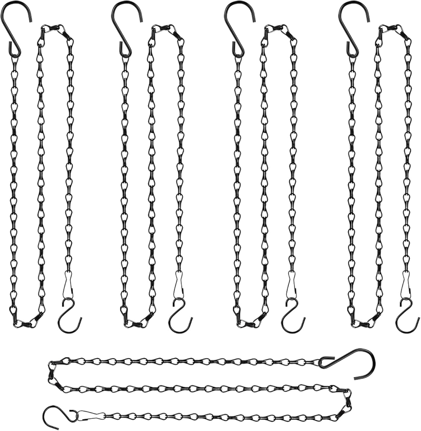 Outdoor Hanging Brackets - wiwoo Hanging Chains for Planters Bird Feeders, 5 Pack 35 Inches Black Hanging Baskets Chain Sets for Outdoor/Indoor Lanterns Billboards Chalkboards Wind Chimes and Decorative