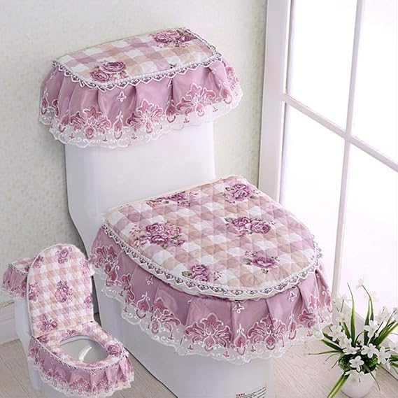 Terciopelo dorado Four Seasons Cojín de inodoro Tela de encaje de tres